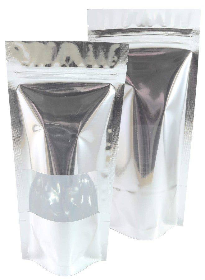 QQ Studio 100 Shiny Colored Aluminum Mylar Foil Clear Window Reclosable QuickQlick™ Stand-Up Bags (4" x 6", Silver) - Image 3